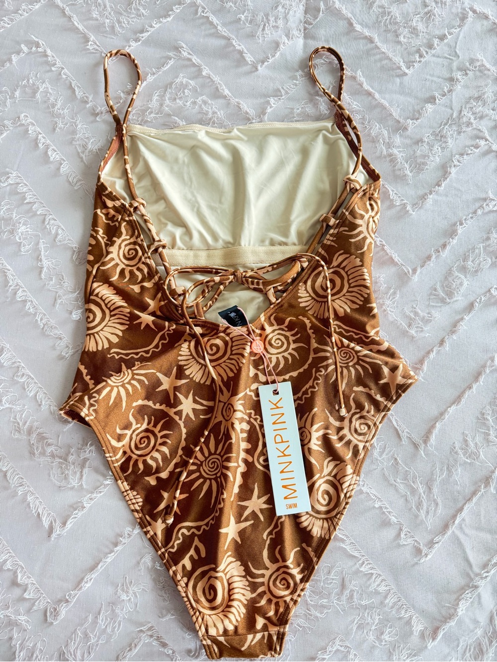 Minkpink Astrid One Piece Gold/Brown Swimsuit, Size Large - Picture 5 of 6
